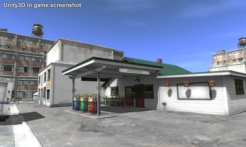 Gas Station With Grocery Low-poly 3D model_12
