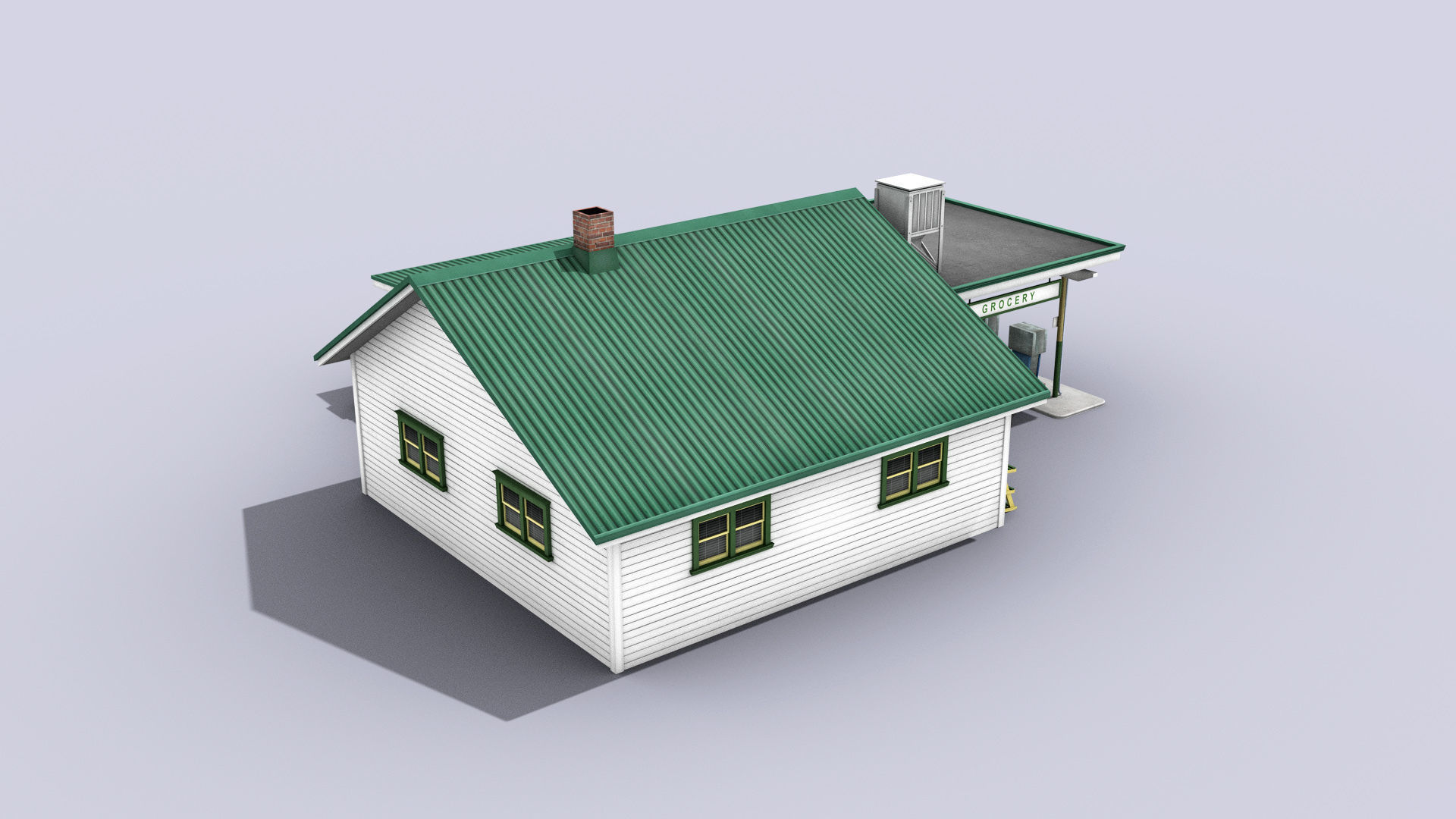 Gas Station With Grocery Low-poly 3D model_4
