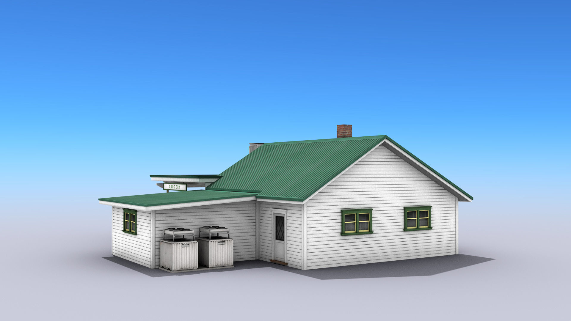 Gas Station With Grocery Low-poly 3D model_6