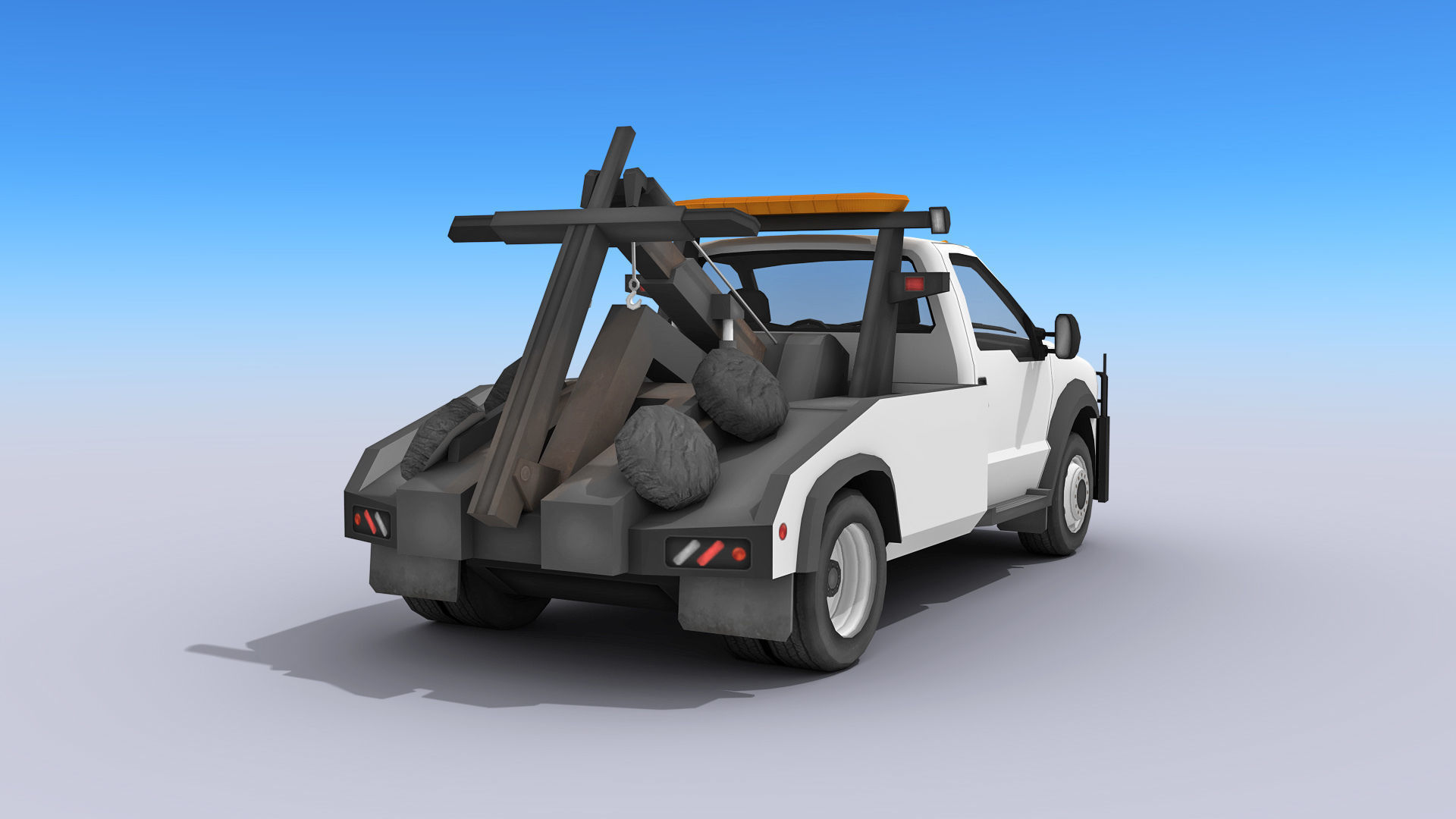 Tow Truck Low-poly 3D model_9