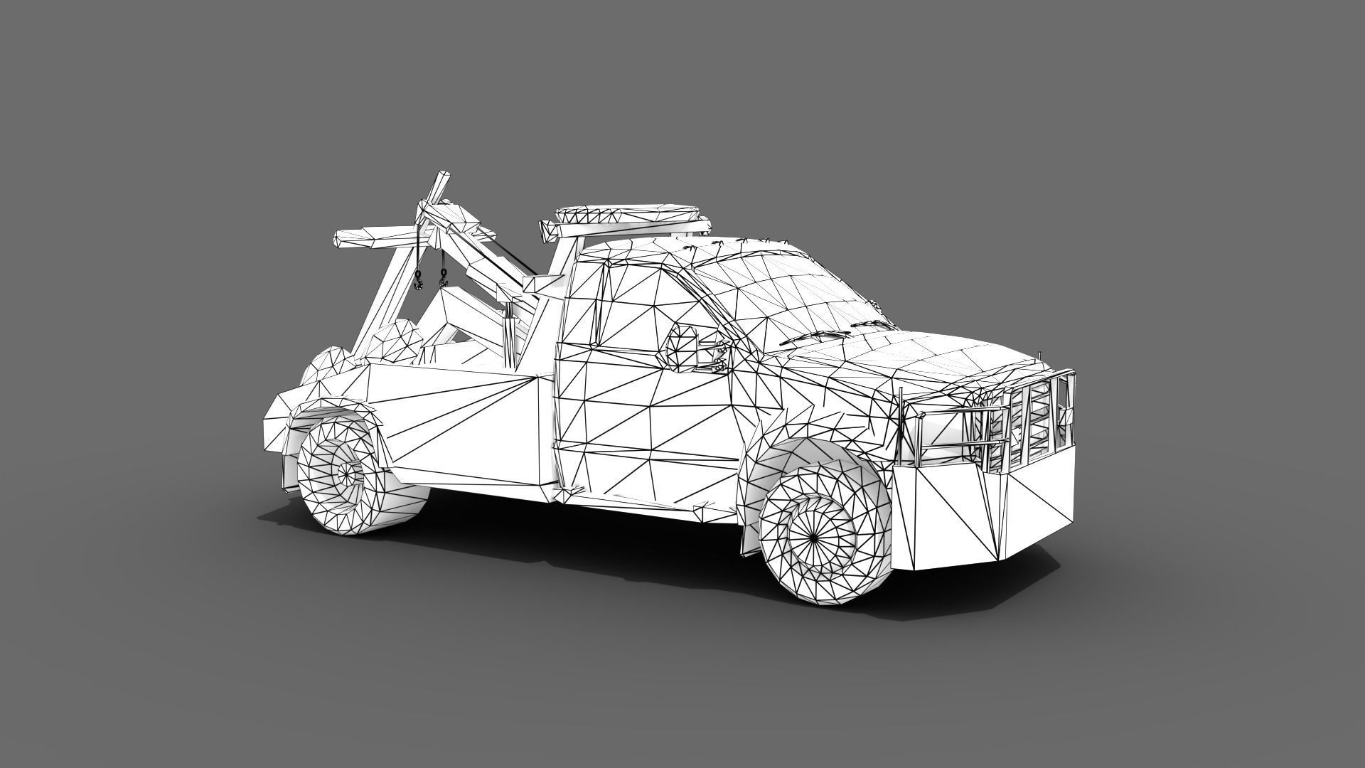 Tow Truck Low-poly 3D model_11