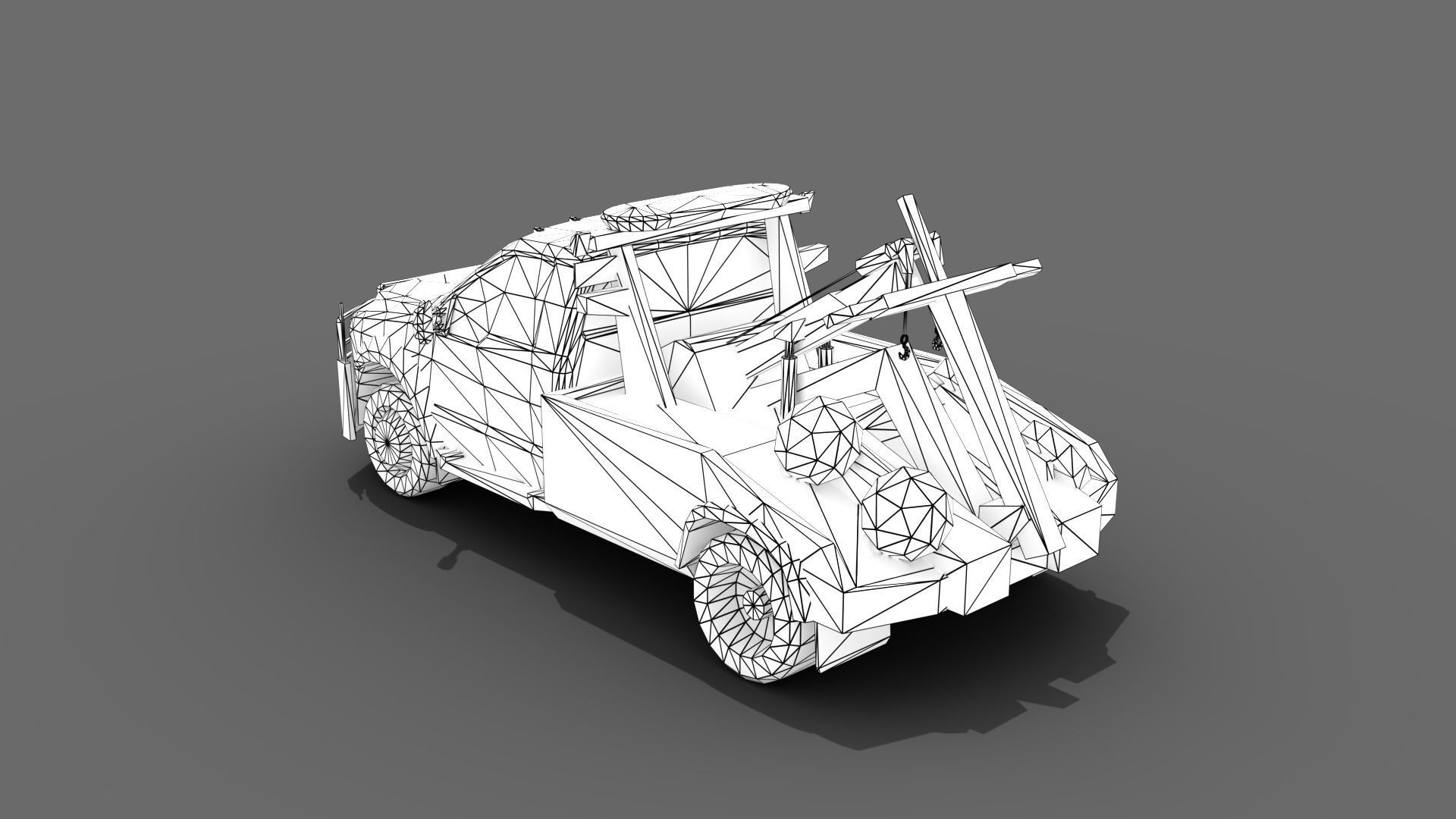 Tow Truck Low-poly 3D model_12