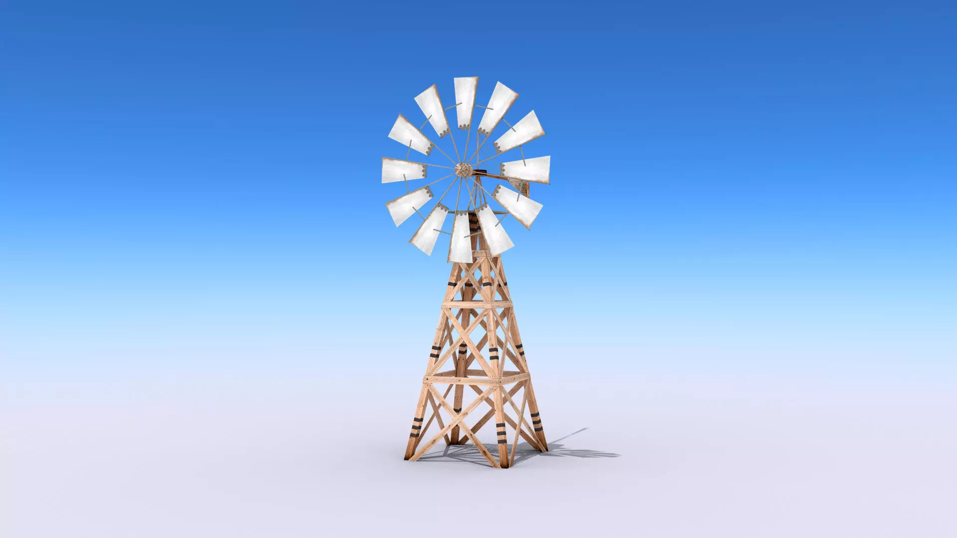 Wooden Windmill Low-poly 3D model_0