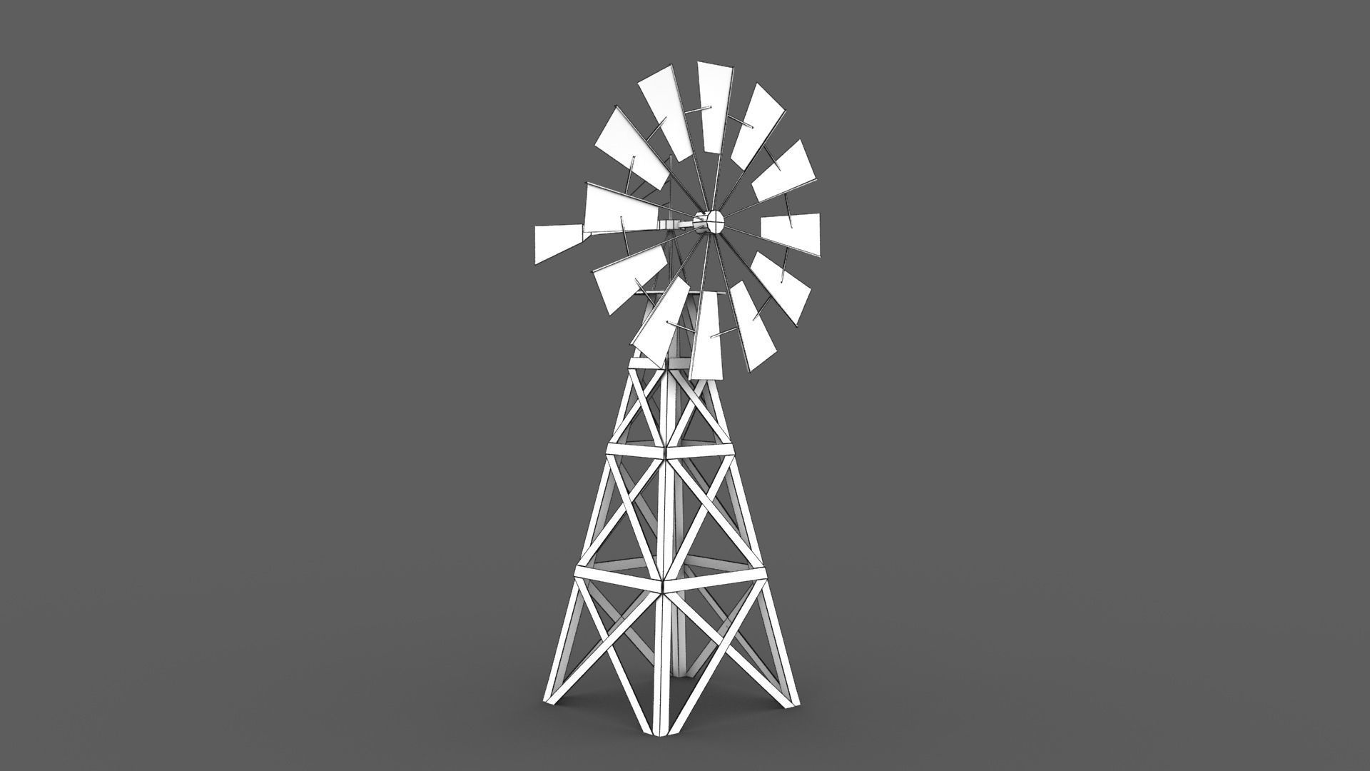 Wooden Windmill Low-poly 3D model_5