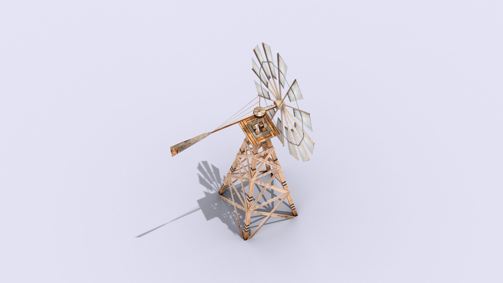 Wooden Windmill Low-poly 3D model_3