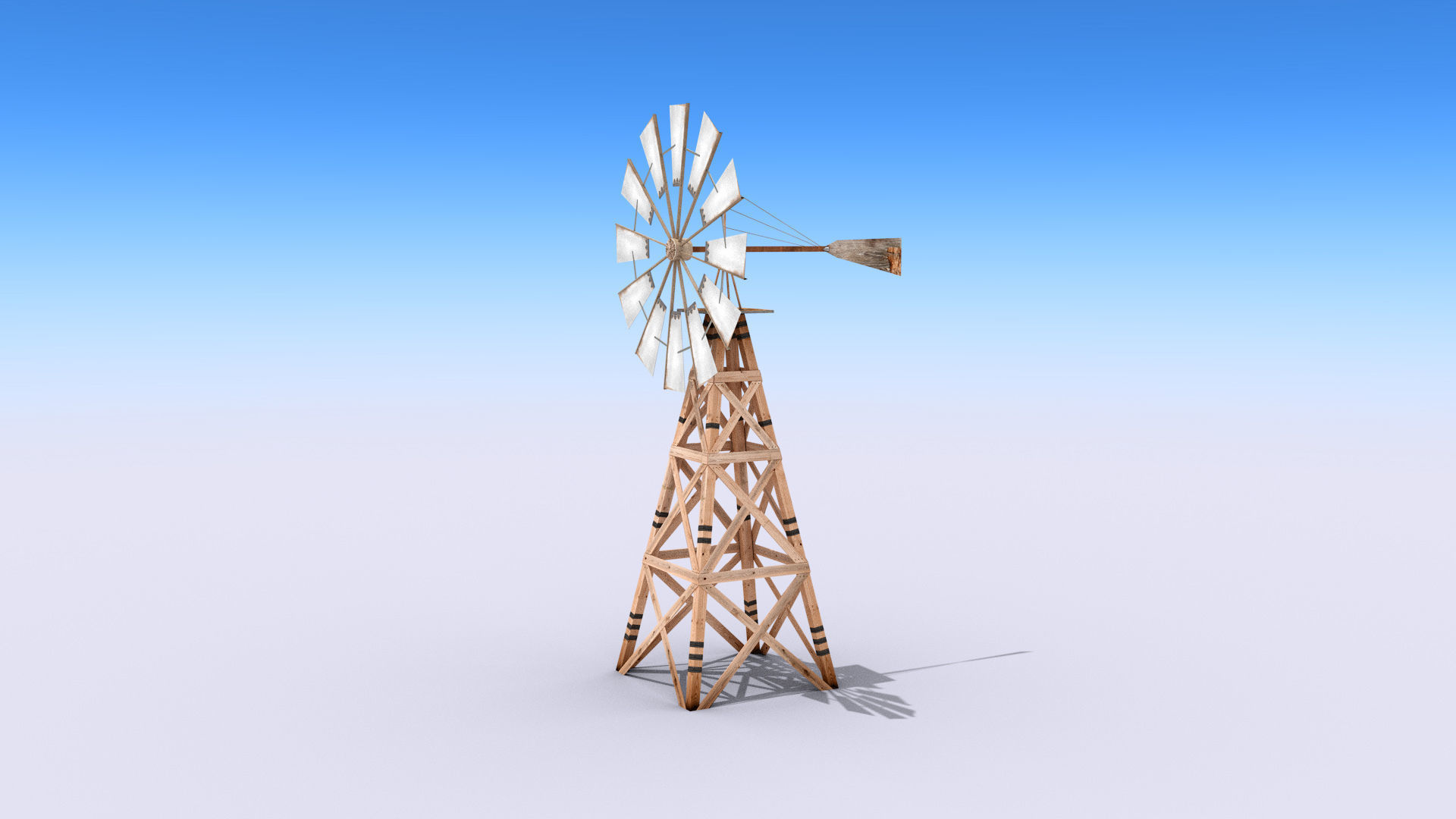 Wooden Windmill Low-poly 3D model_1