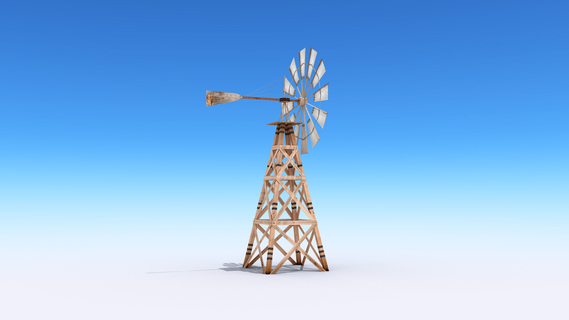Wooden Windmill Low-poly 3D model_2