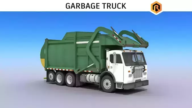 Garbage Truck Low-poly 3D model