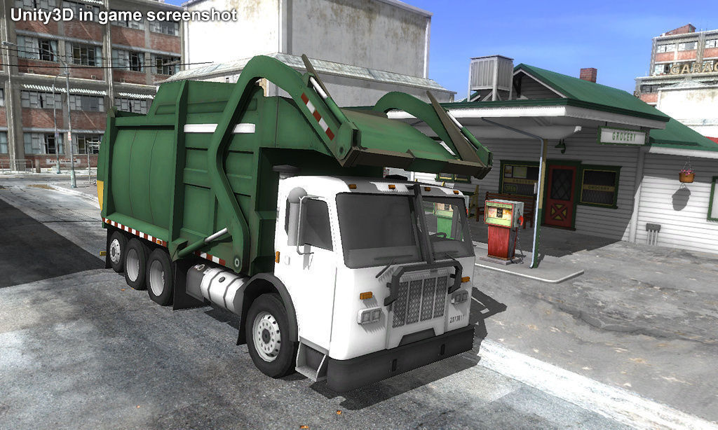 Garbage Truck 3D Model Game ready rigged .max .obj .3ds .fbx .dae .tga