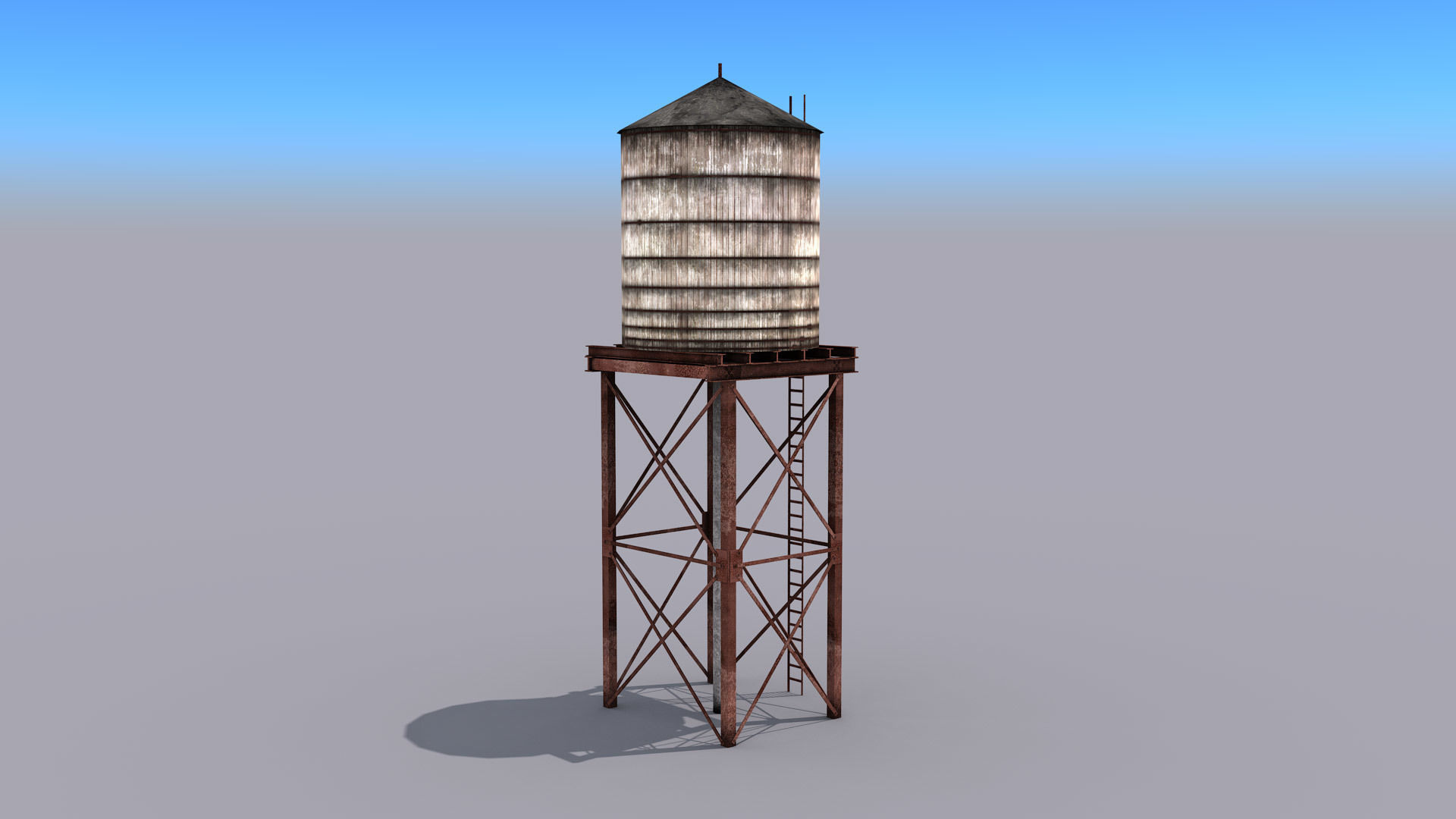 Water Tower Low-poly 3D model_2