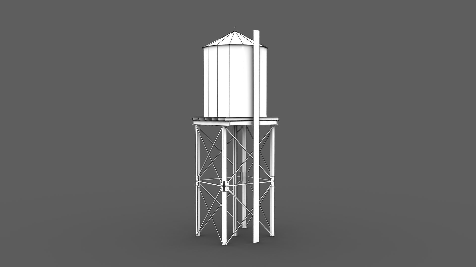 Water Tower Low-poly 3D model_4