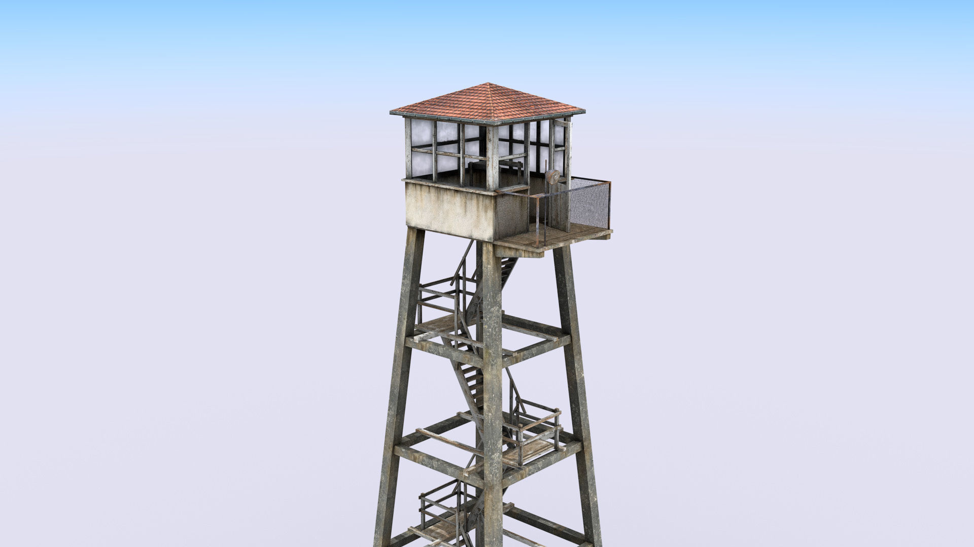 Tall Guard Tower Low-poly 3D model_2