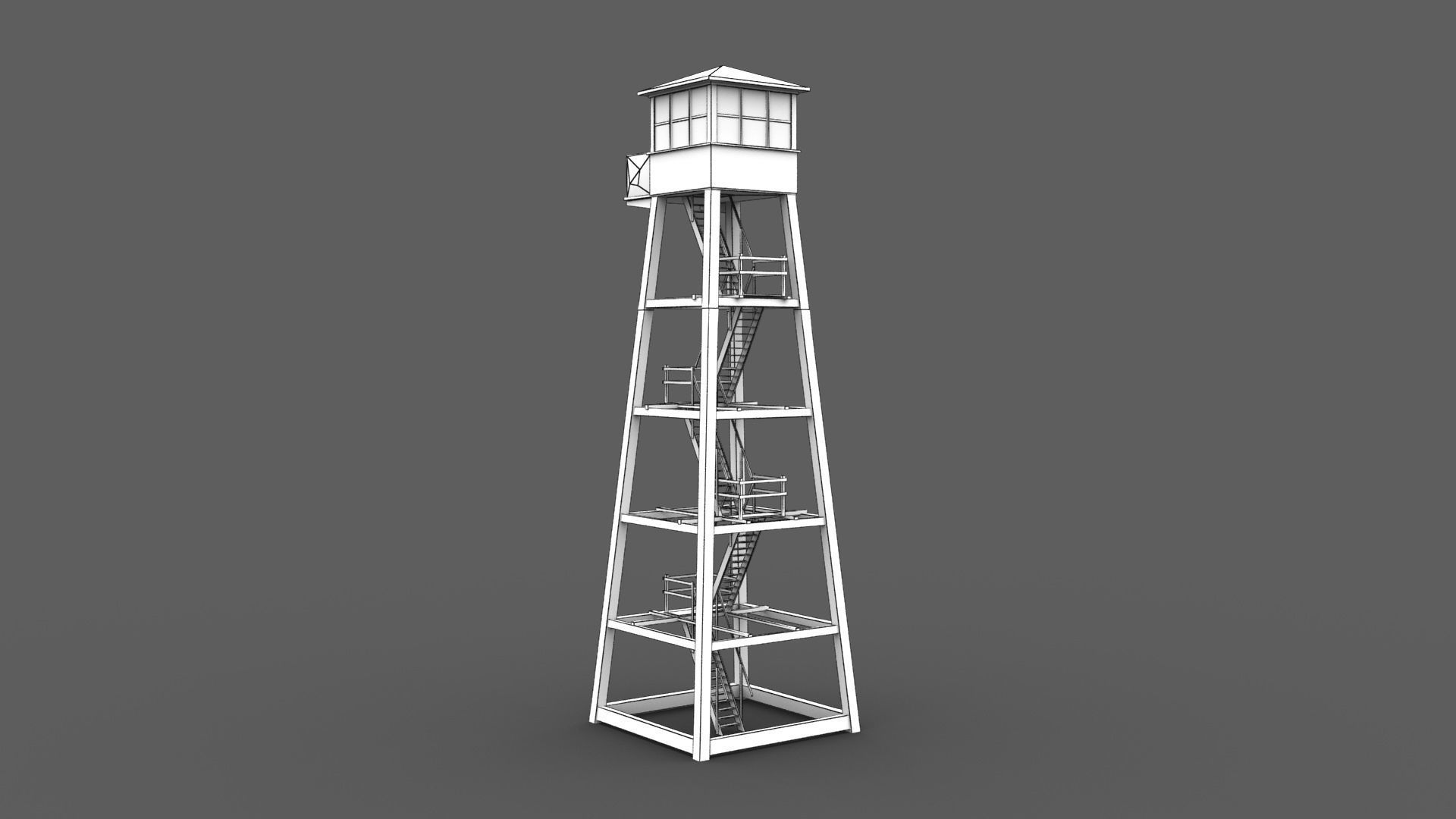 Tall Guard Tower Low-poly 3D model_5