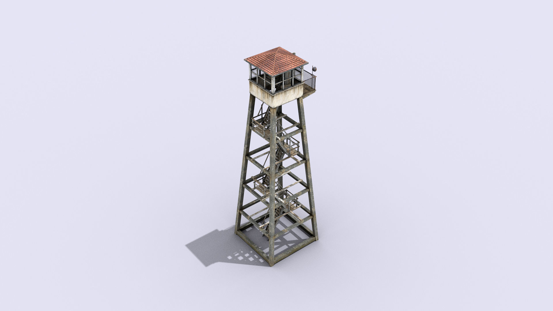 Tall Guard Tower Low-poly 3D model_3