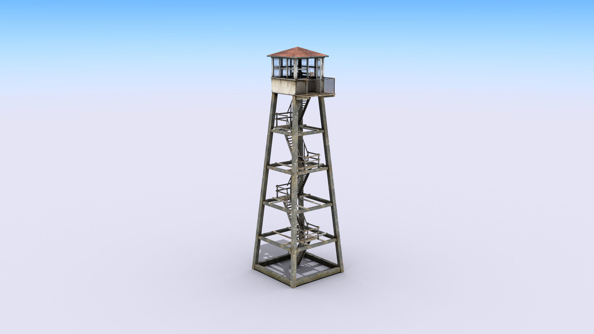 Tall Guard Tower Low-poly 3D model_1