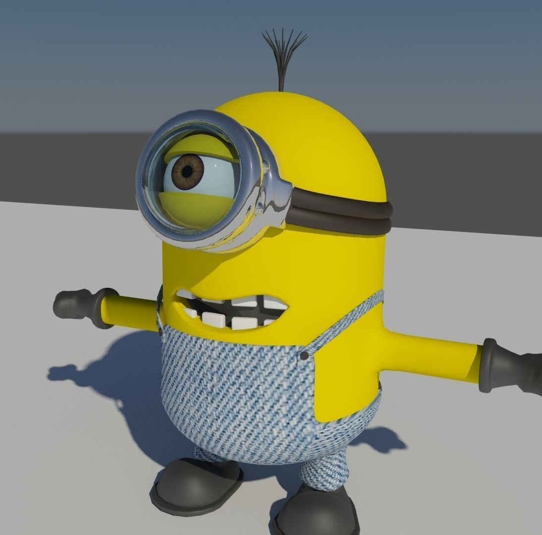 Minion in overalls and glasses Low-poly 3D model_3