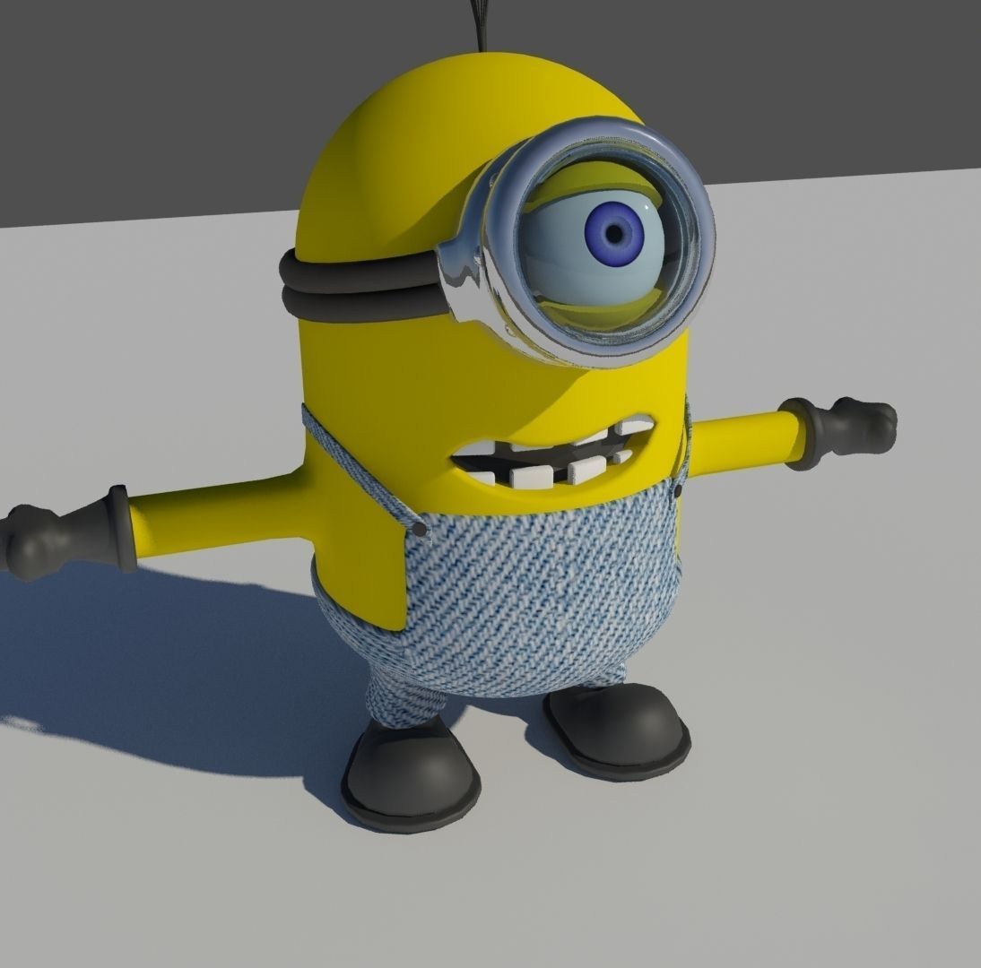 Minion in overalls and glasses Low-poly 3D model_4
