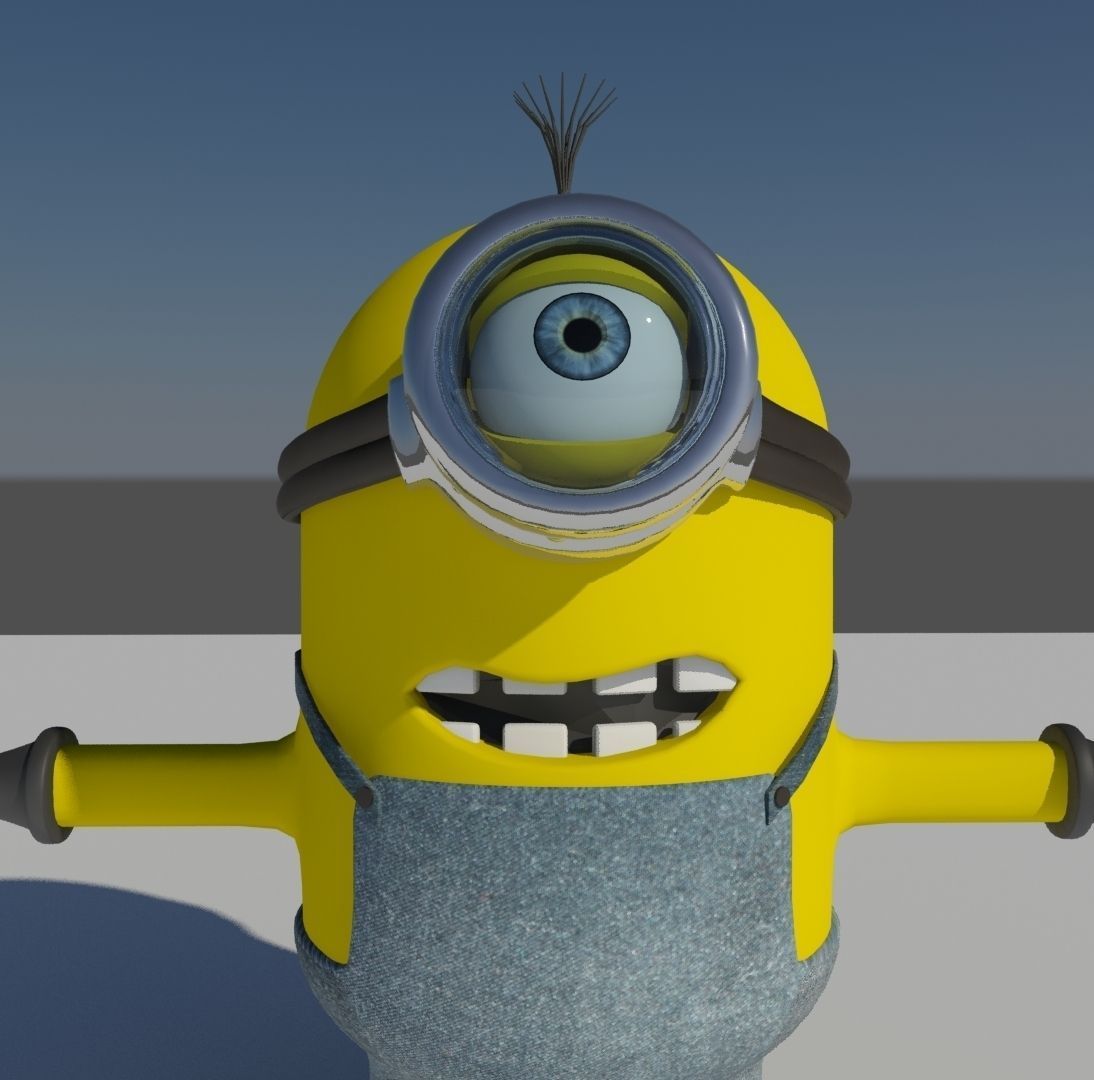 Minion in overalls and glasses Low-poly 3D model_2