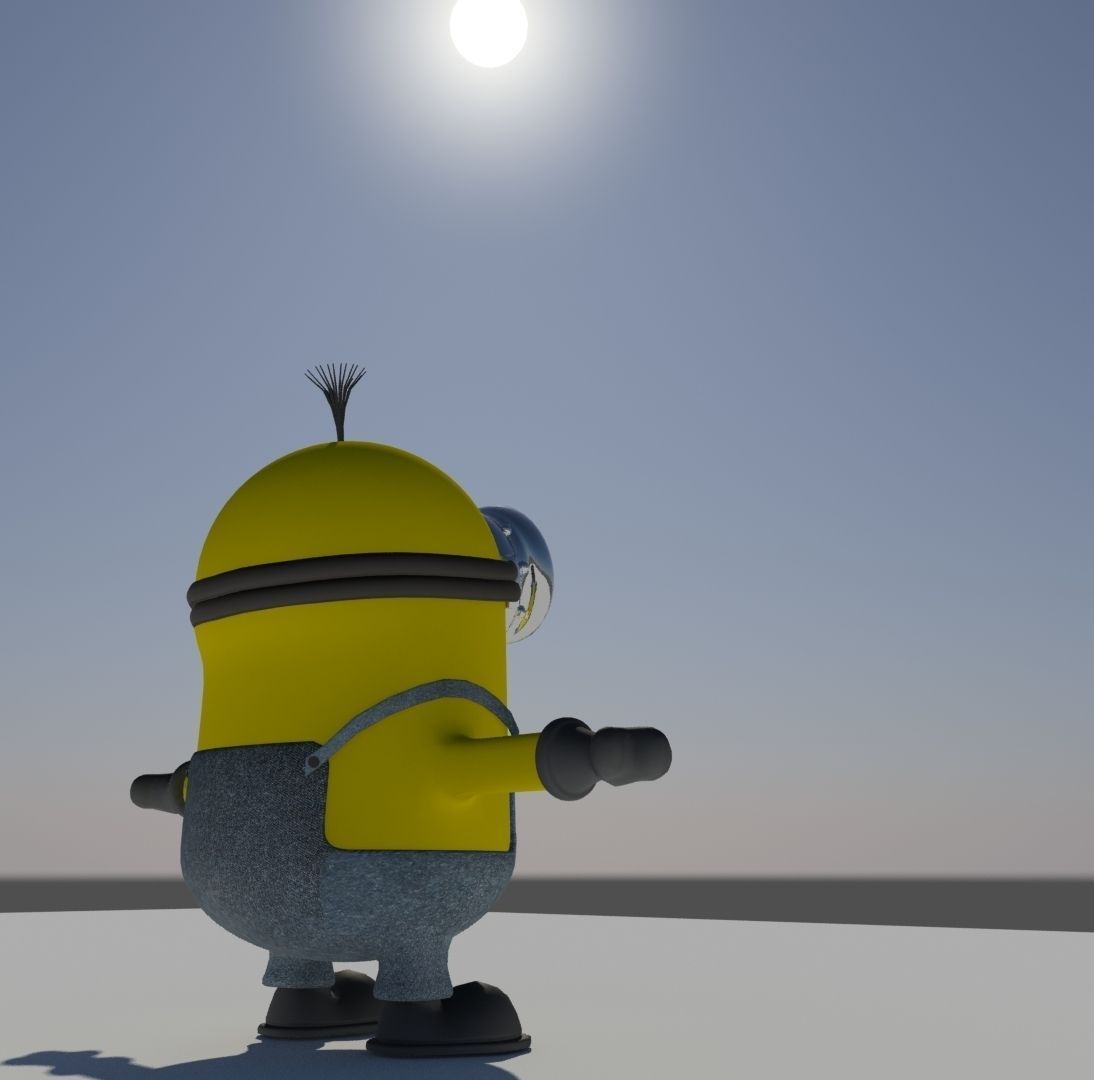 Minion in overalls and glasses Low-poly 3D model_5