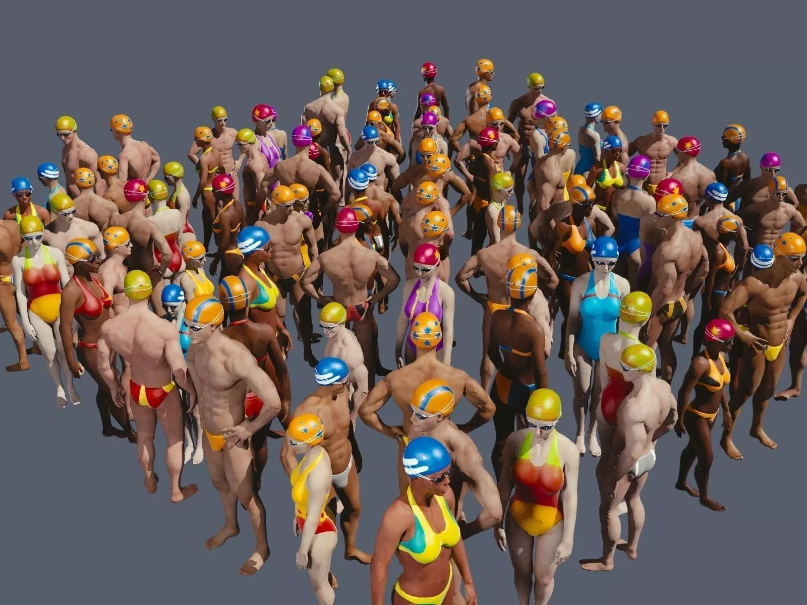 Free Texture Pack for Swimming pool People Free 3D model