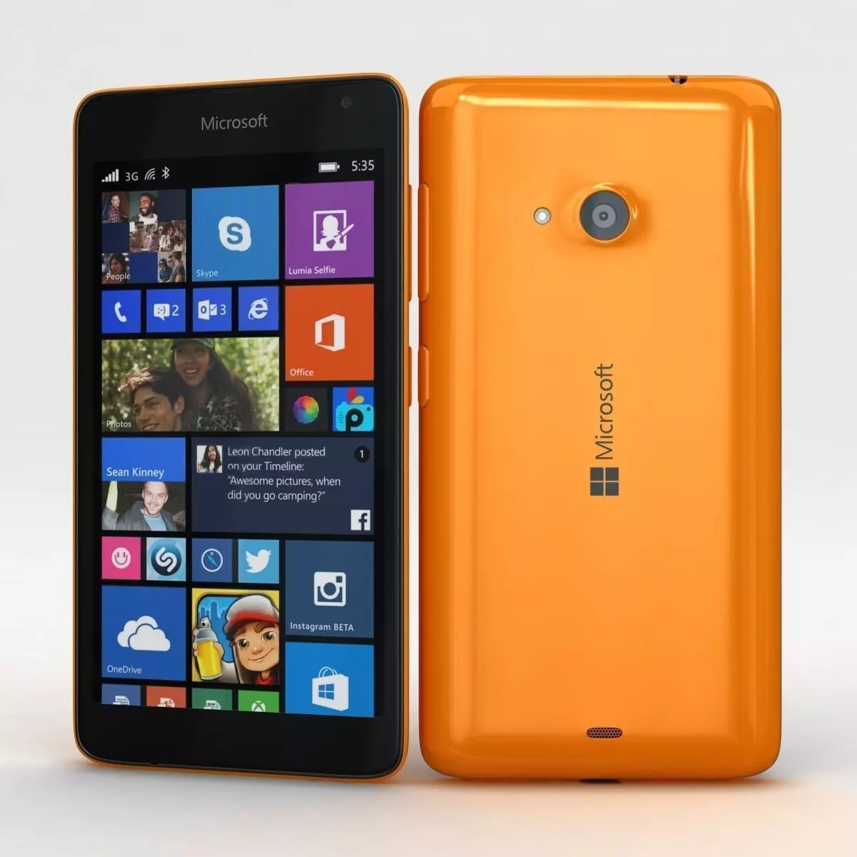 Microsoft Lumia 535 and Dual SIM Orange Low-poly 3D model_0