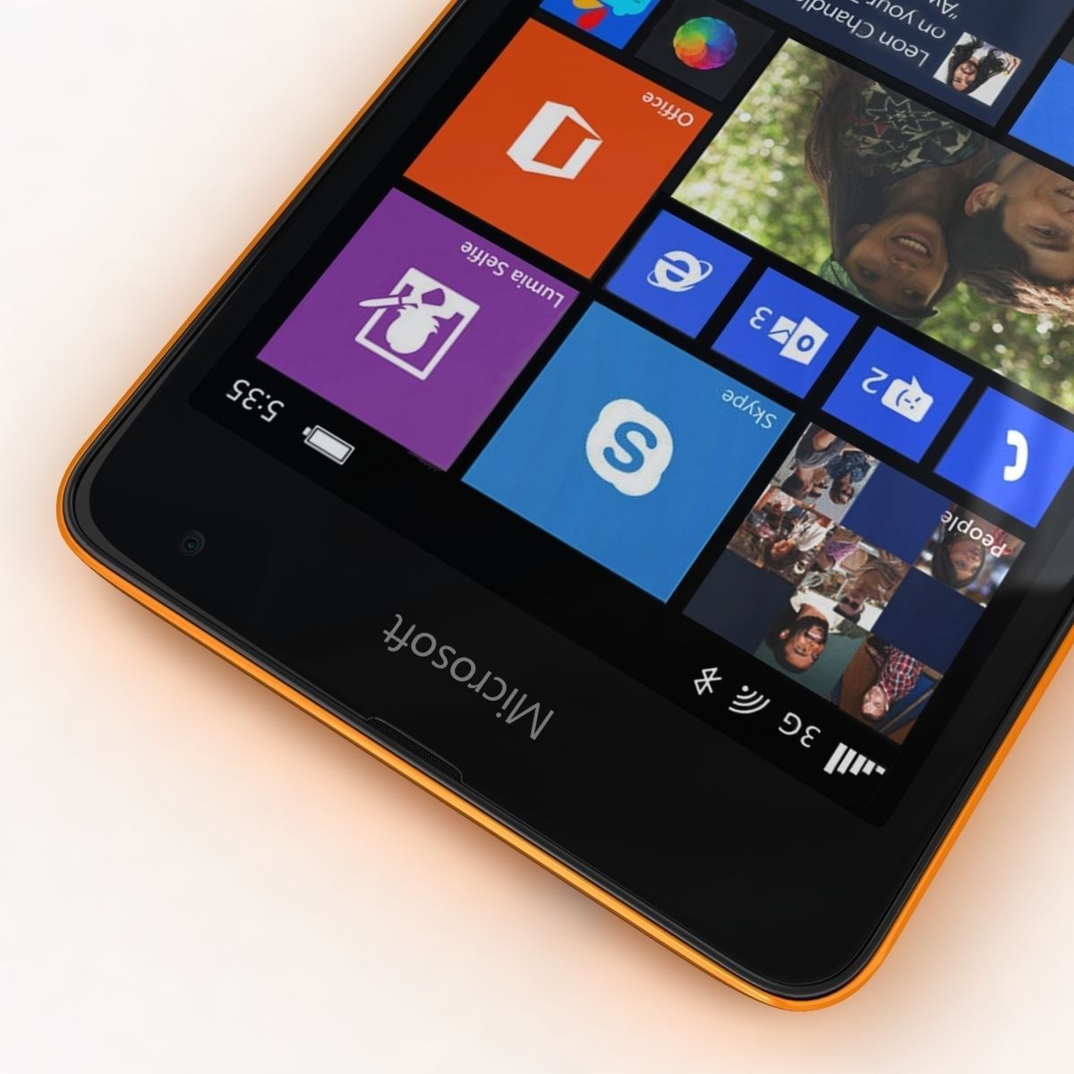 Microsoft Lumia 535 and Dual SIM Orange Low-poly 3D model_8