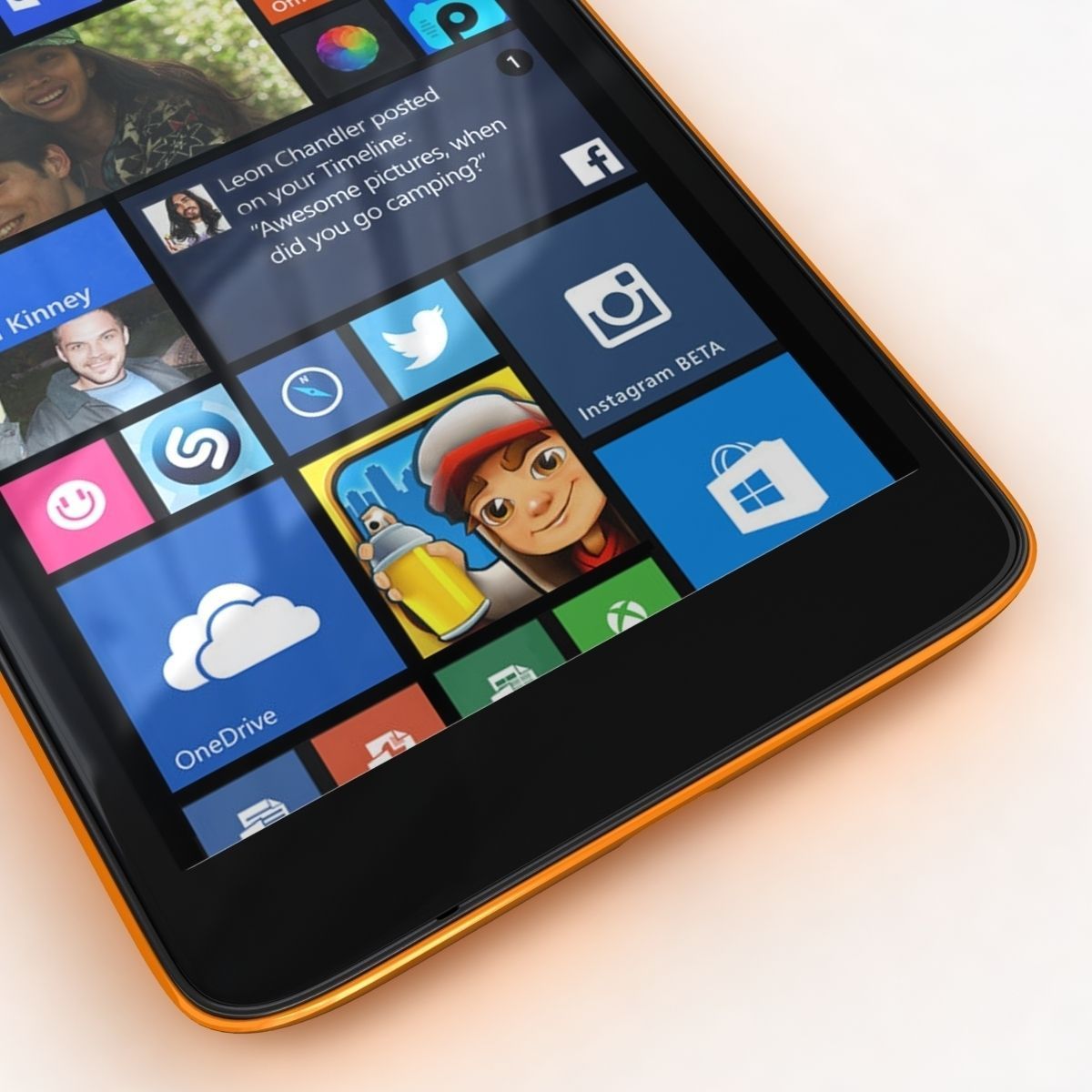 Microsoft Lumia 535 and Dual SIM Orange Low-poly 3D model_7