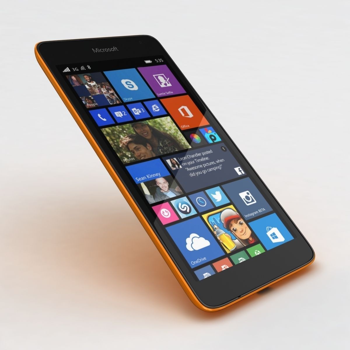 Microsoft Lumia 535 and Dual SIM Orange Low-poly 3D model_16