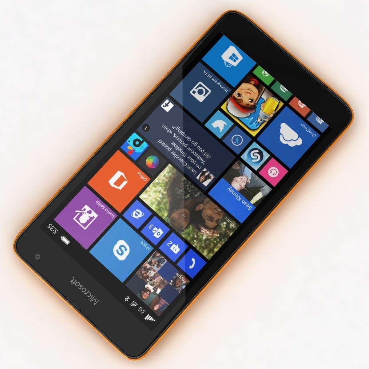 Microsoft Lumia 535 and Dual SIM Orange Low-poly 3D model_6