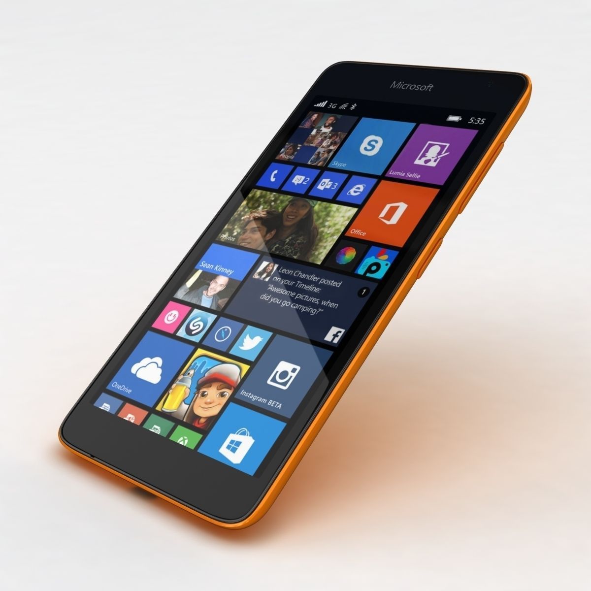 Microsoft Lumia 535 and Dual SIM Orange Low-poly 3D model_15
