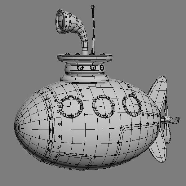 Submarine Low-poly 3D model_6