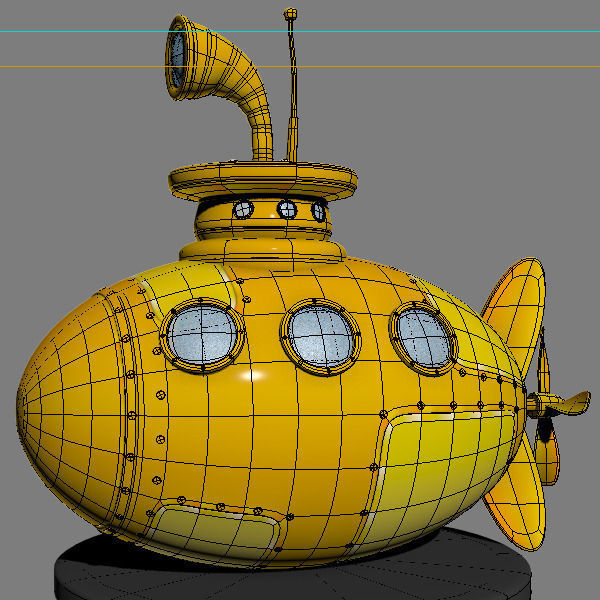 Submarine Low-poly 3D model_2