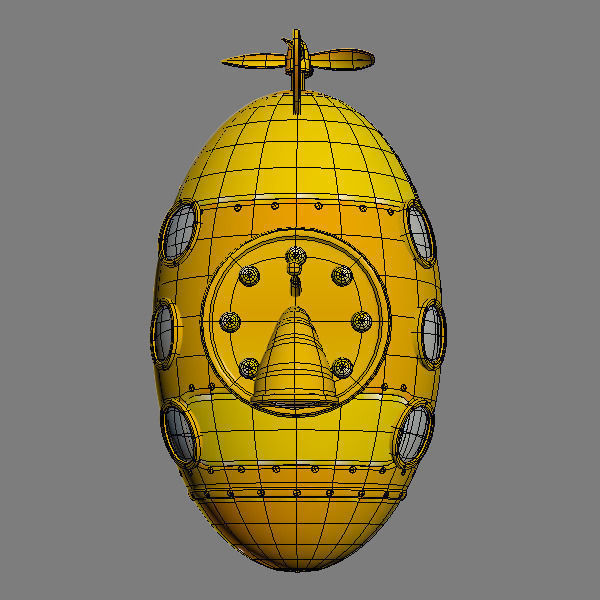Submarine Low-poly 3D model_4