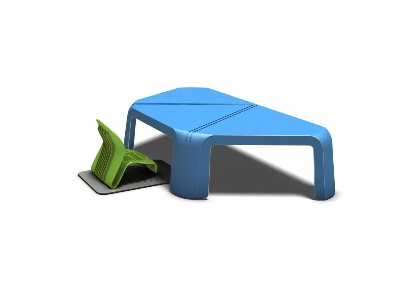 Kindergarden desk and chair 3D print model_0