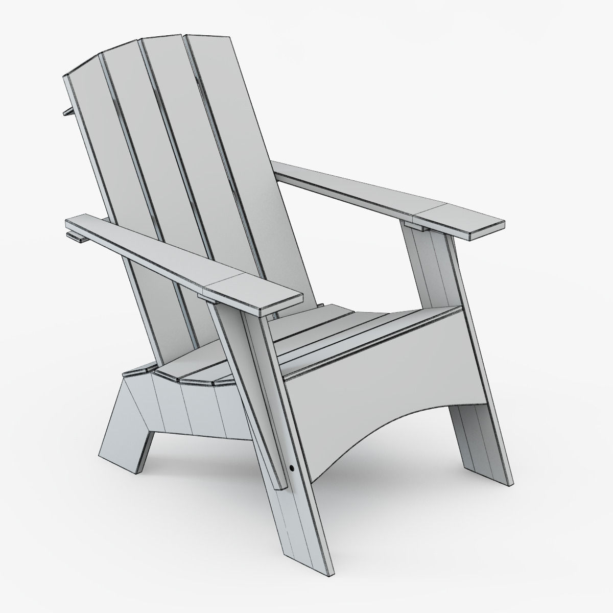 4-Slat Tall Adirondack Chair 3D model_1