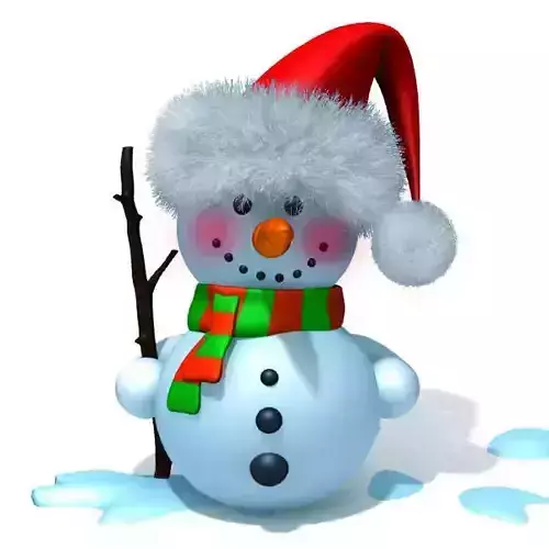 Snowman cartoon Low-poly 3D model
