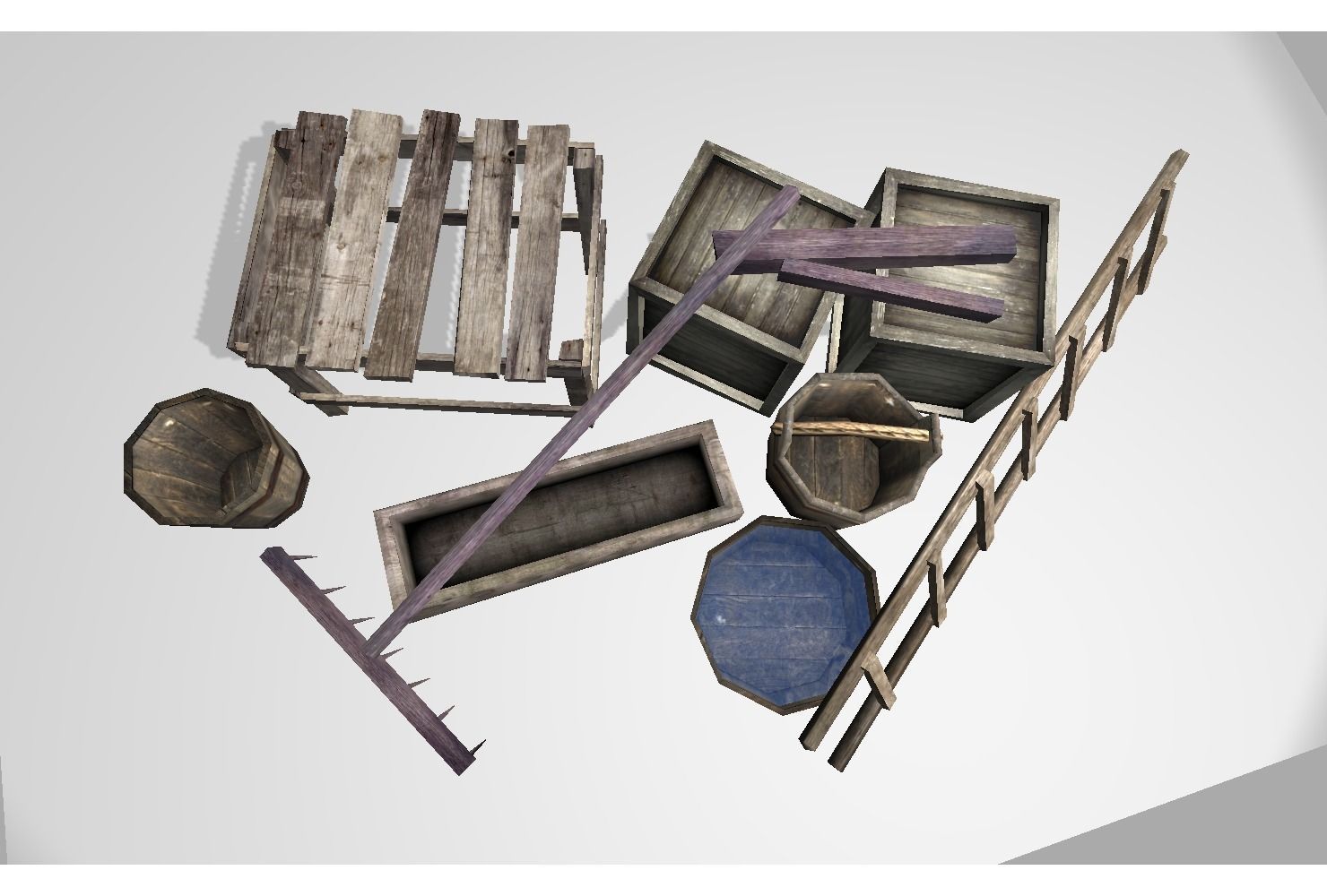 low poly medieval props Low-poly 3D model_5