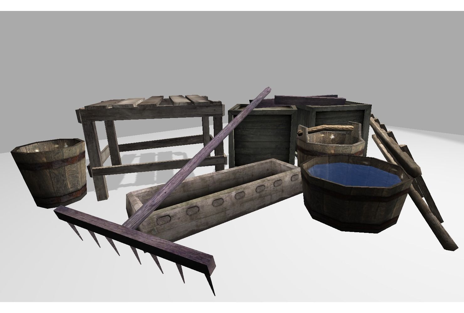 low poly medieval props Low-poly 3D model_3