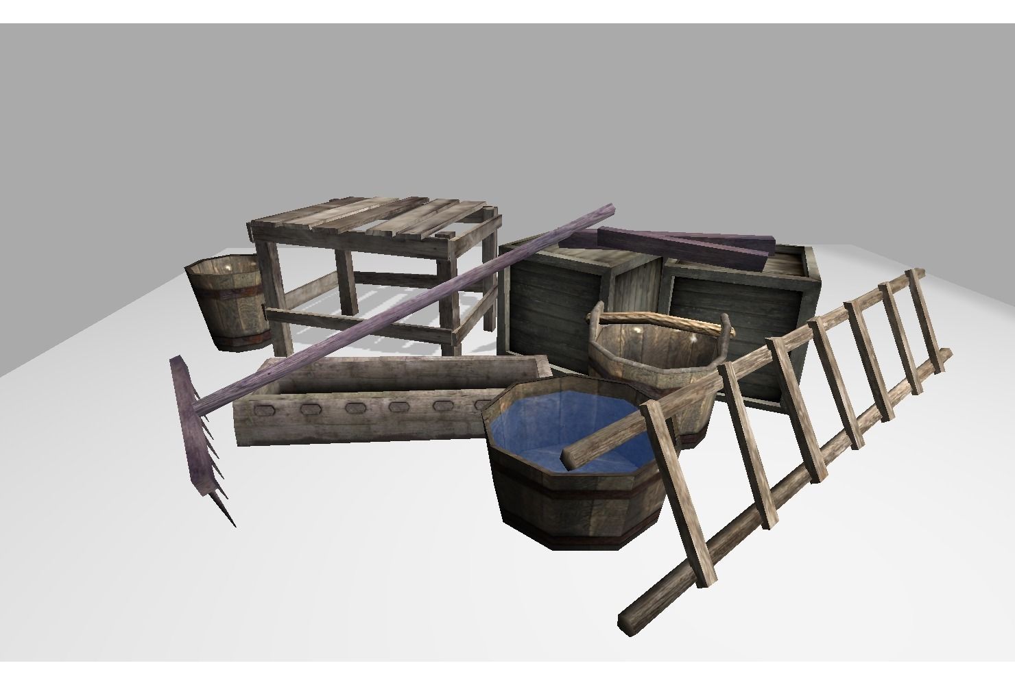 low poly medieval props Low-poly 3D model_0