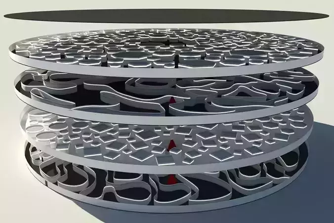 Futuristic Multi Level Labyrinth Low-poly 3D model