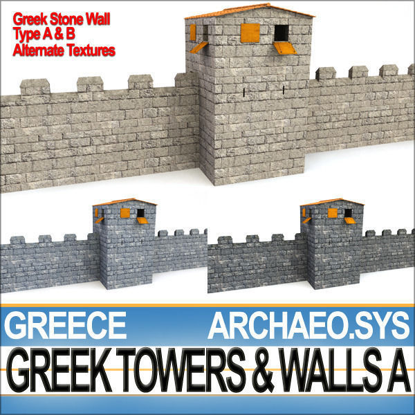 Ancient Greek City Walls Towers A 3D model_29