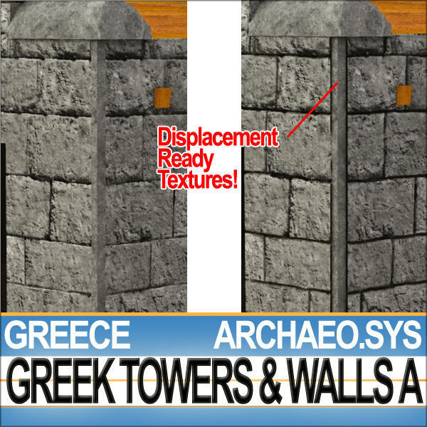 Ancient Greek City Walls Towers A 3D model_32