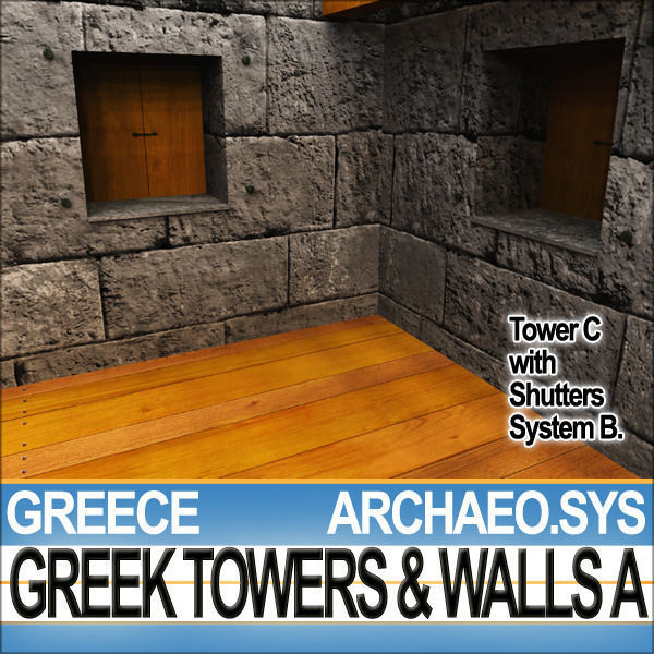 Ancient Greek City Walls Towers A 3D model_42