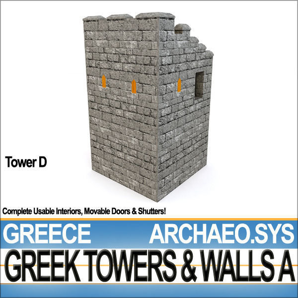 Ancient Greek City Walls Towers A 3D model_22