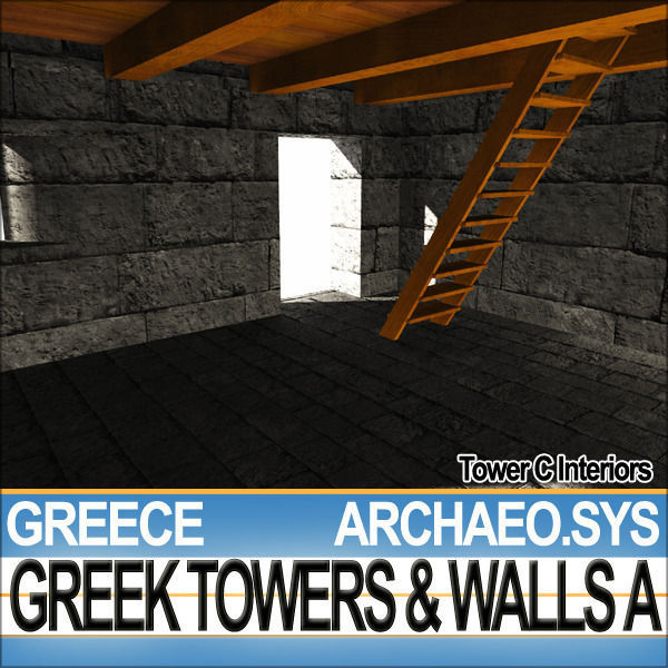 Ancient Greek City Walls Towers A 3D model_35