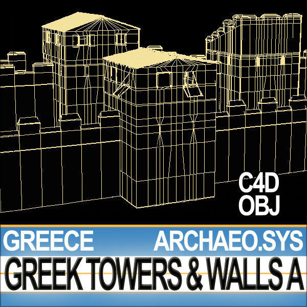 Ancient Greek City Walls Towers A 3D model_43