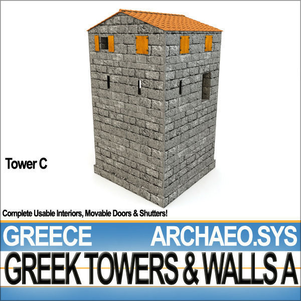 Ancient Greek City Walls Towers A 3D model_21