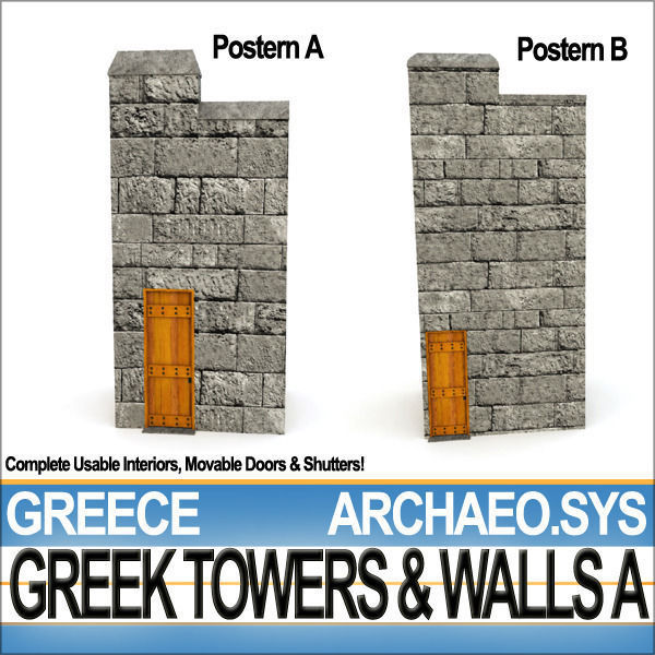 Ancient Greek City Walls Towers A 3D model_26