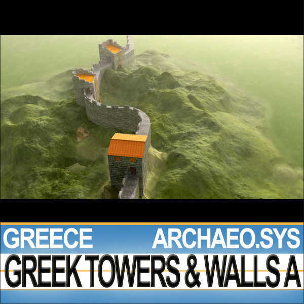 Ancient Greek City Walls Towers A 3D model_1