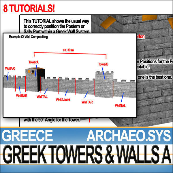 Ancient Greek City Walls Towers A 3D model_28